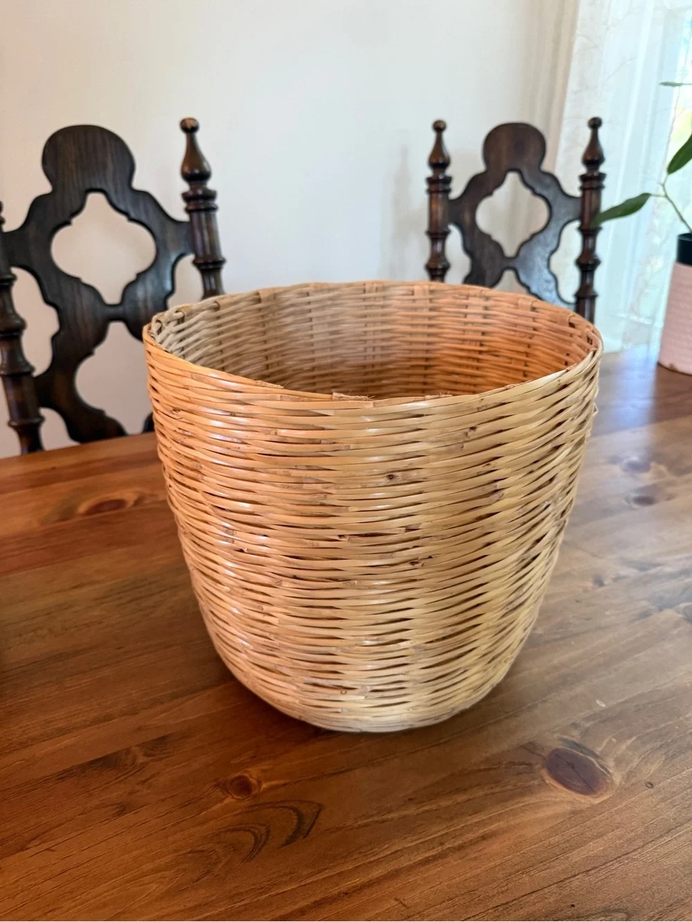 Handwoven Natural Wicker Basket - Tan